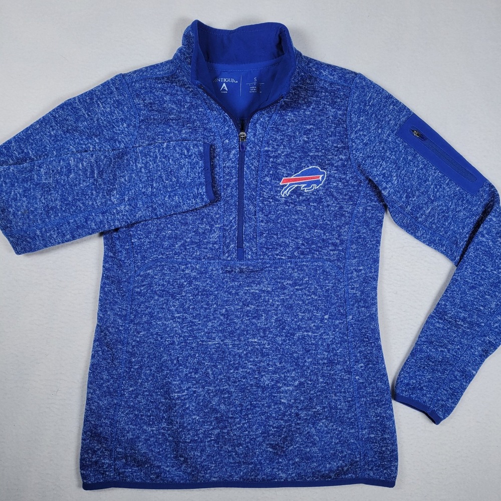 Buffalo Bills Antigua Women's 1/4 Zip Long Sleeve Size SHeather Royal Blue - Picture 2 of 10